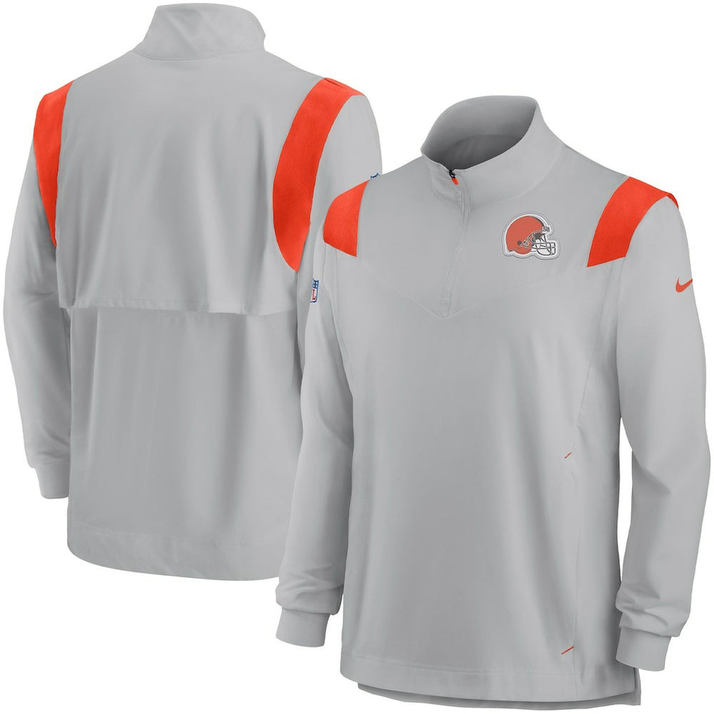 Cleveland Browns Sideline Coach Chevron Lockup Quarter-Zip Long Sleeve Top - Gray | Nike outlet