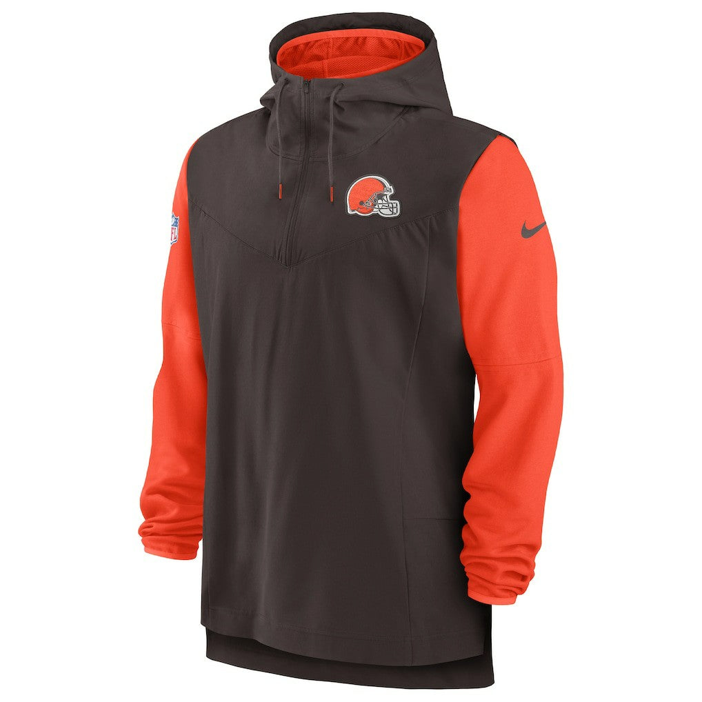 Cleveland Browns Sideline Player Quarter-Zip Hoodie - Brown/Orange | Nike outlet