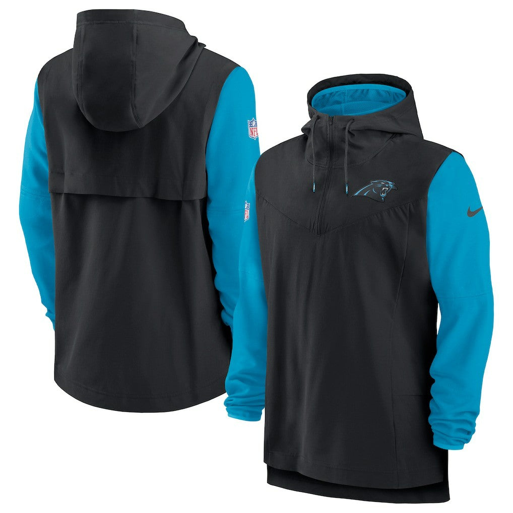 Carolina Panthers Sideline Player Quarter-Zip Hoodie - Black/Blue | Nike sale