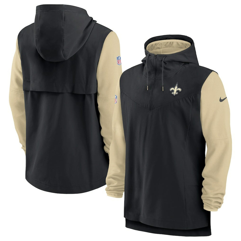 New Orleans Saints Sideline Player Quarter-Zip Hoodie - Black/Gold | Nike discount