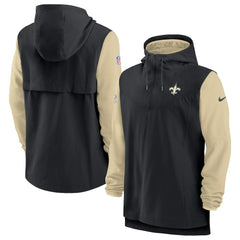 New Orleans Saints Sideline Player Quarter-Zip Hoodie - Black/Gold | Nike discount