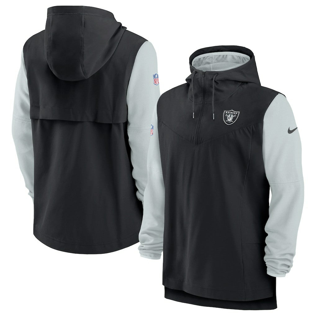 Las Vegas Raiders Sideline Player Quarter-Zip Hoodie Jacket - Black/Silver | Nike discount