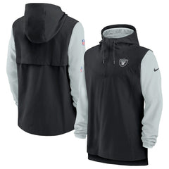 Las Vegas Raiders Sideline Player Quarter-Zip Hoodie Jacket - Black/Silver | Nike discount