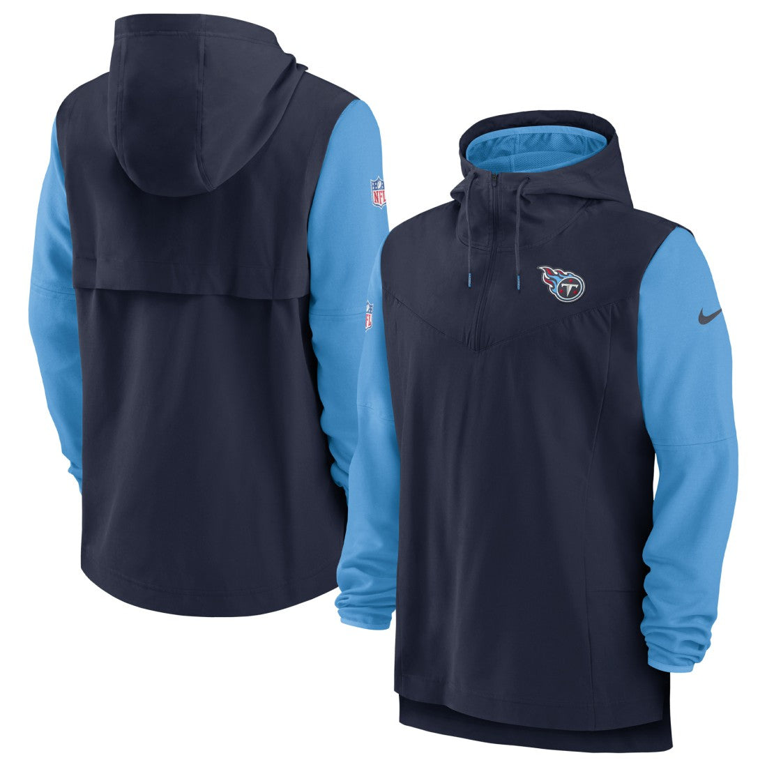Tennessee Titans Sideline Player Quarter-Zip Hoodie - Navy/Light Blue | Nike discount