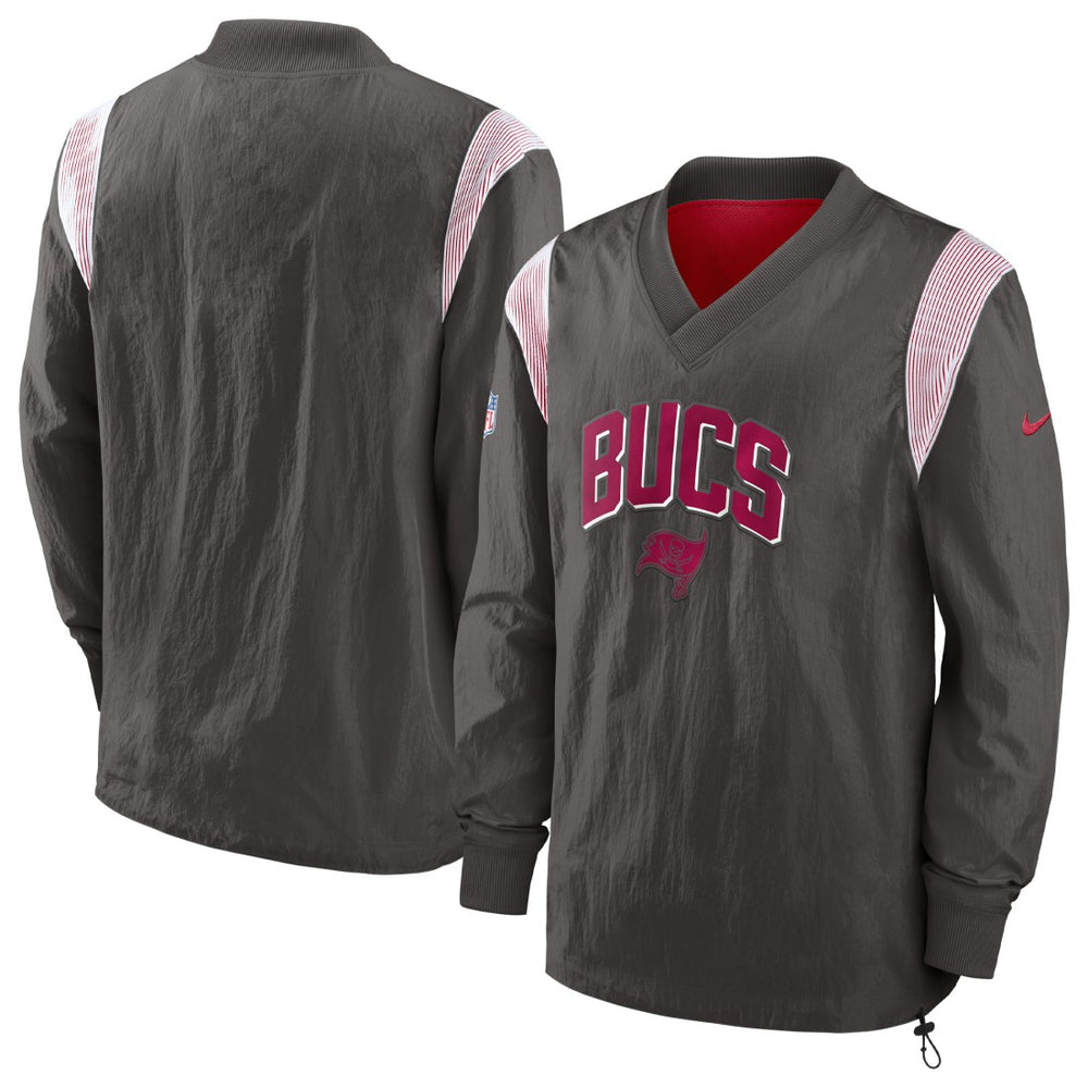 Tampa Bay Buccaneers Sideline Athletic Stack V-Neck Pullover Windshirt Jacket - Pewter | Nike sale