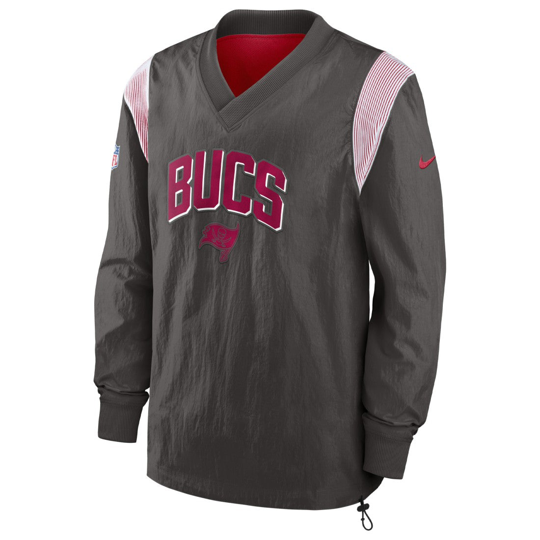 Tampa Bay Buccaneers Sideline Athletic Stack V-Neck Pullover Windshirt Jacket - Pewter | Nike sale