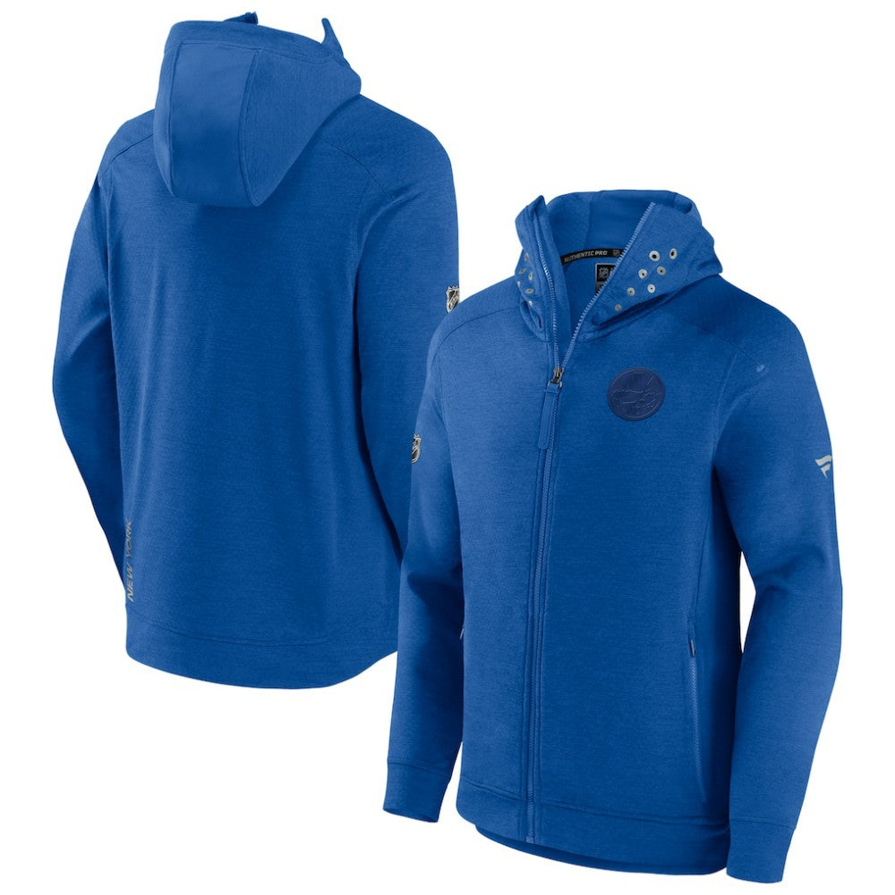 New York Islanders Fanatics Authentic Pro Road Tech Lightweight Full-Zip Hoodie Jacket Heather Royal