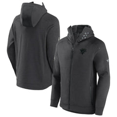 Pittsburgh Penguins Fanatics Authentic Pro Road Tech Lightweight Full-Zip Hoodie Jacket Charcoal