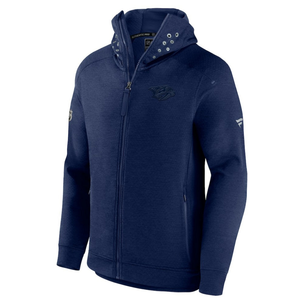 Nashville Predators Fanatics Authentic Pro Road Tech Lightweight Full-Zip Hoodie Jacket Navy