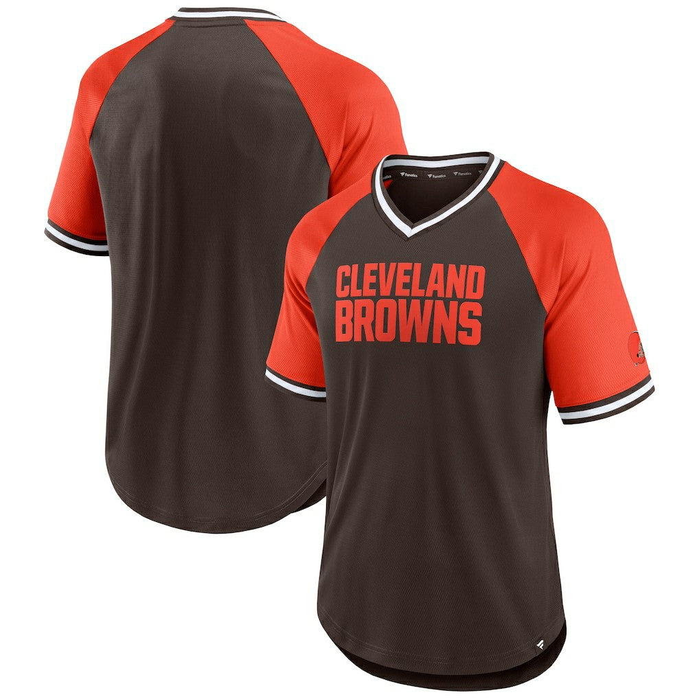 Cleveland Browns Second Wind Raglan V-Neck T-Shirt - Brown/Orange for sale