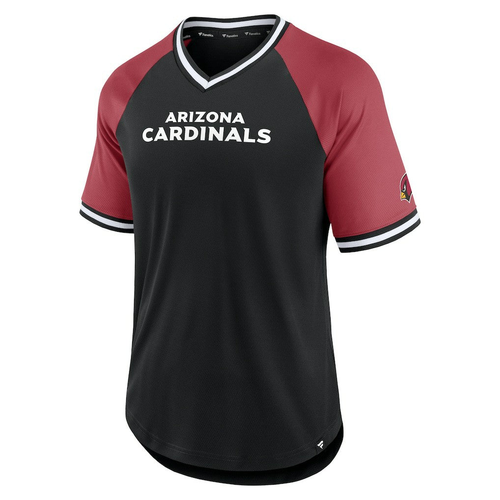 Arizona Cardinals Second Wind Raglan V-Neck T-Shirt - Black/Cardinal on sale