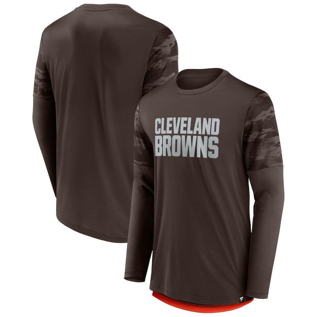 Cleveland Browns Square Off Long Sleeve T-Shirt - Brown/Orange on sale