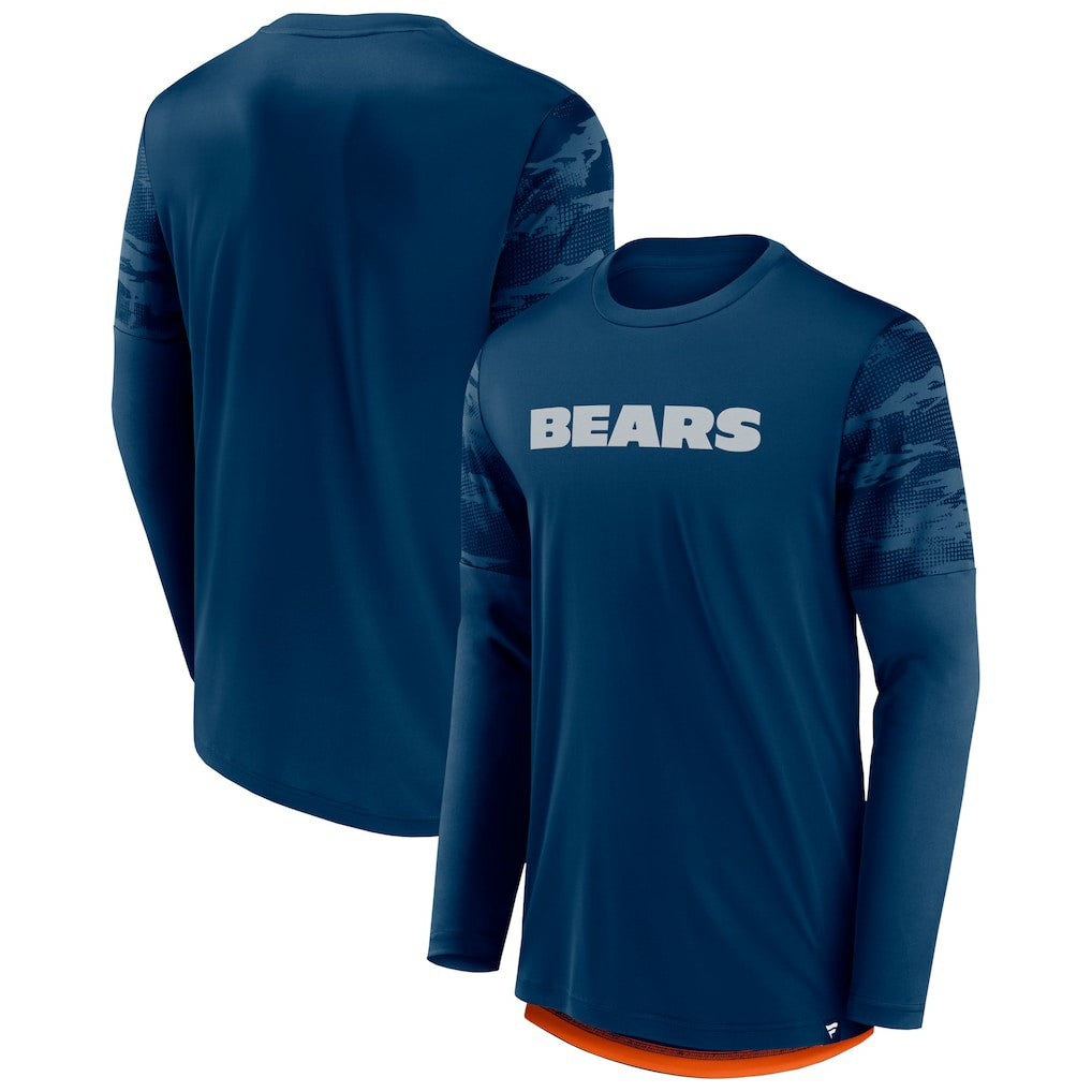 Chicago Bears Square Off Long Sleeve T-Shirt - Navy/Orange outlet