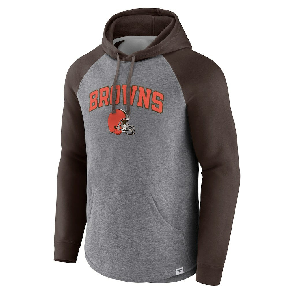 Cleveland Browns By Design Raglan Pullover Hoodie - Heathered Gray/Brown online