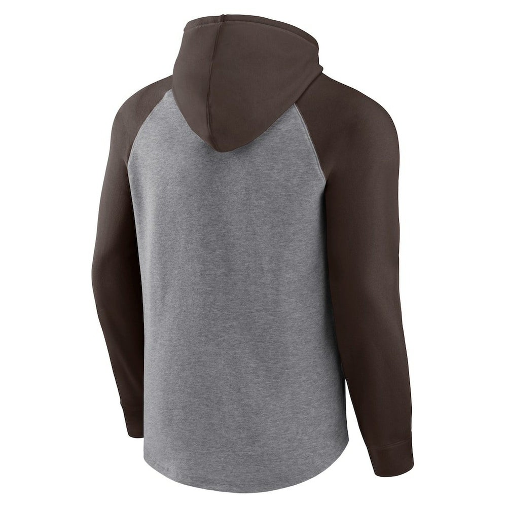 Cleveland Browns By Design Raglan Pullover Hoodie - Heathered Gray/Brown online