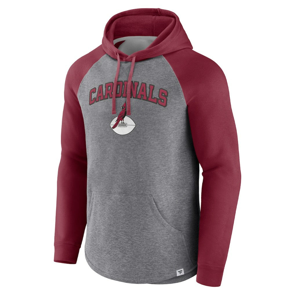 Arizona Cardinals By Design Raglan Pullover Hoodie - Heathered Gray/Cardinal discount