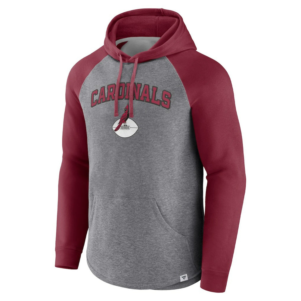 Arizona Cardinals By Design Raglan Pullover Hoodie - Heathered Gray/Cardinal discount