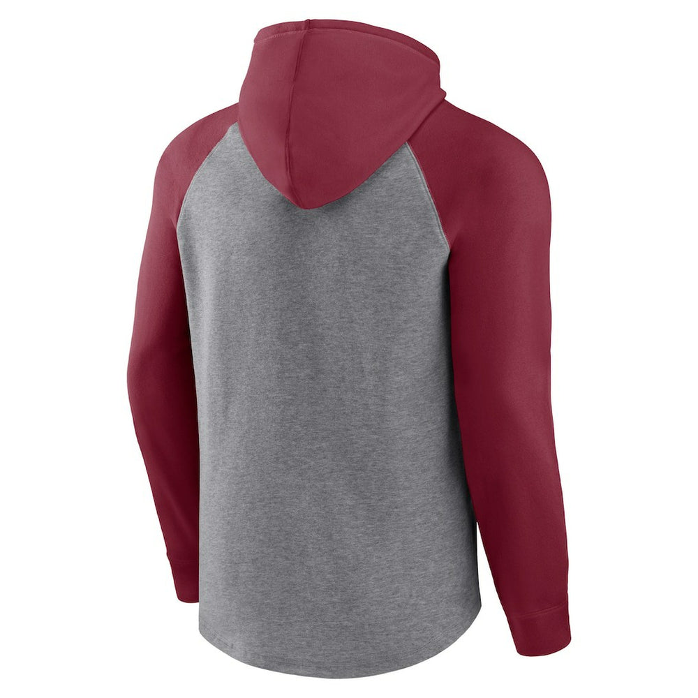 Arizona Cardinals By Design Raglan Pullover Hoodie - Heathered Gray/Cardinal discount