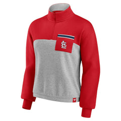 St. Louis Cardinals Women's Iconic Cinch Waist Quarter-Zip Top - Red/Heather Gray