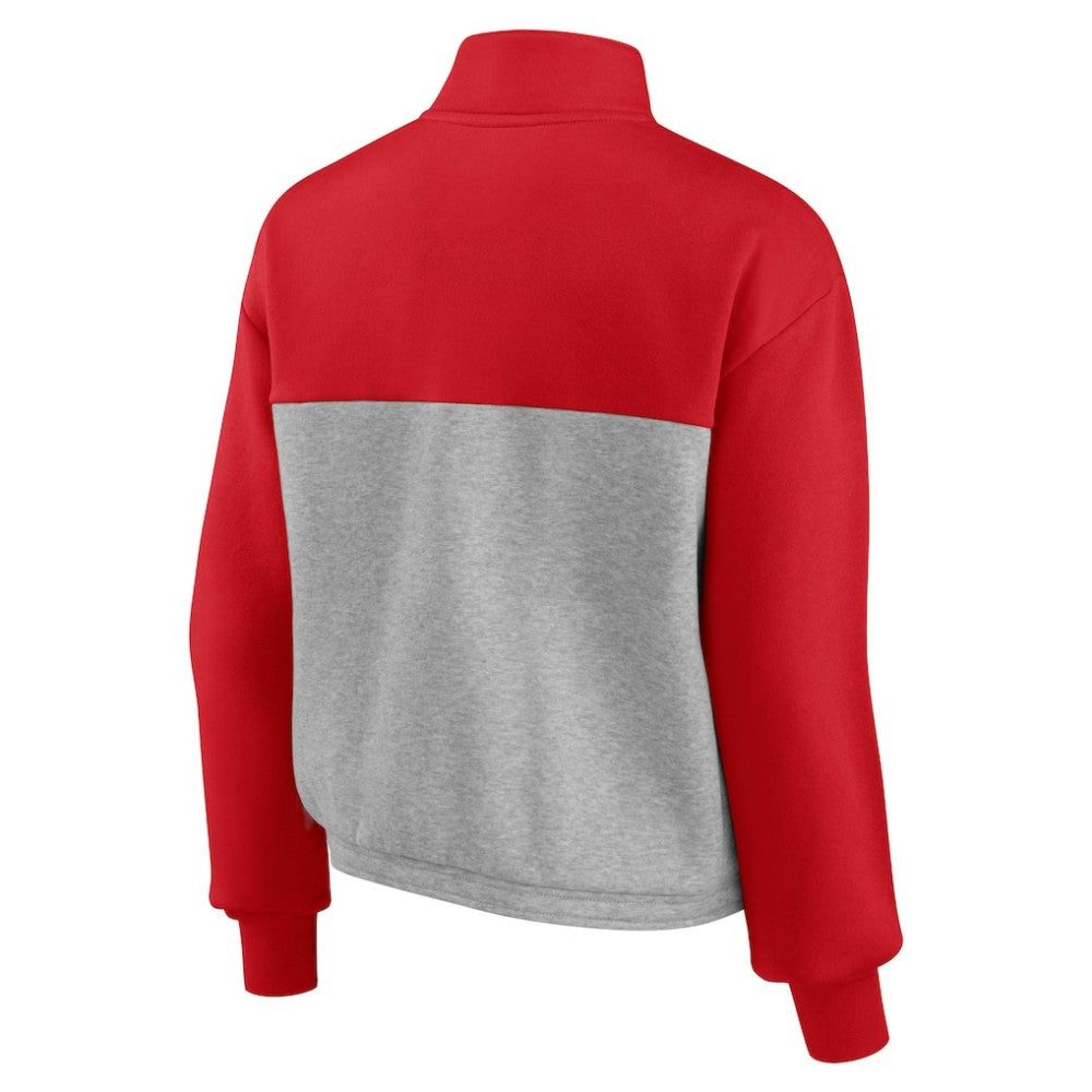 St. Louis Cardinals Women's Iconic Cinch Waist Quarter-Zip Top - Red/Heather Gray