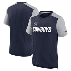 Dallas Cowboys Color Block Team Name T-Shirt - Heathered Navy/Heathered Gray | Nike cheap