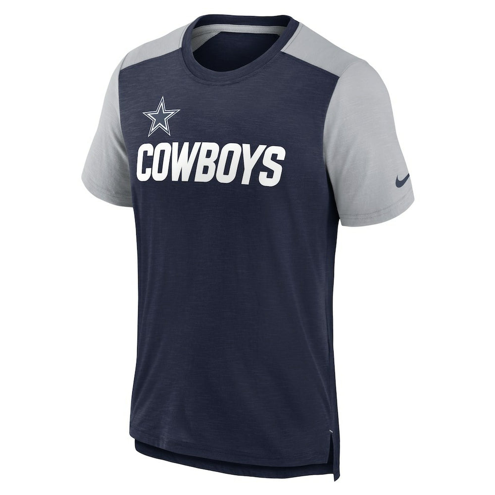 Dallas Cowboys Color Block Team Name T-Shirt - Heathered Navy/Heathered Gray | Nike cheap