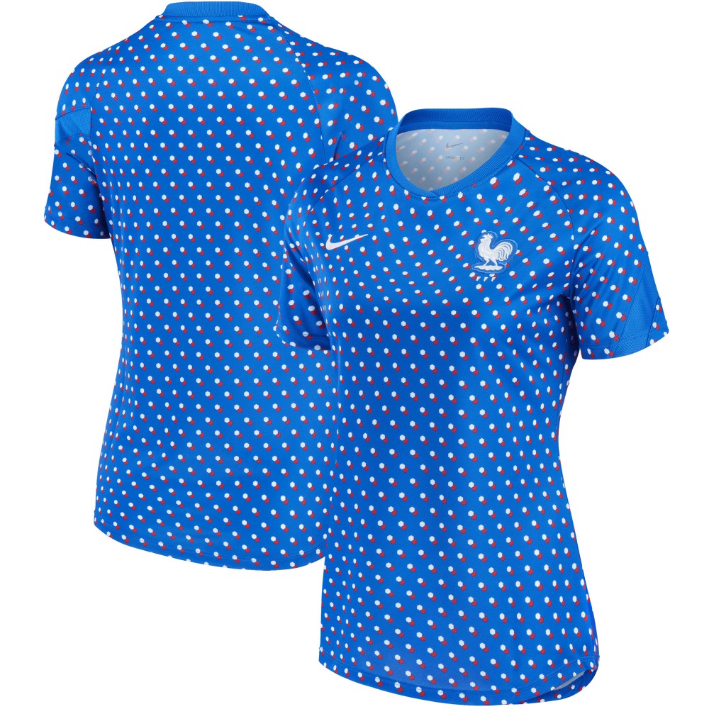 France Women's National Team Women's 2022/23 Away Pre-Match Performance Top - Blue | Nike shop