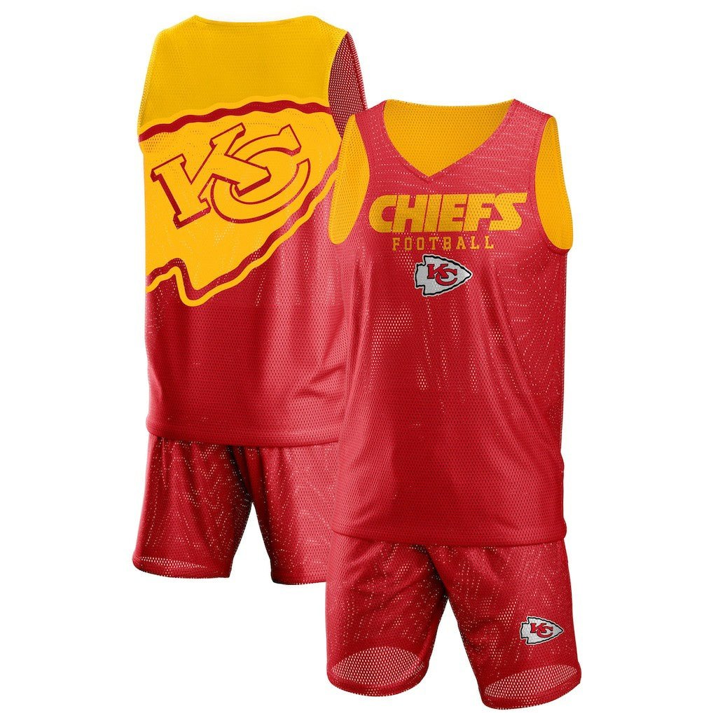 Kansas City Chiefs FOCO Colorblock Mesh V-Neck & Shorts Set - Red discount