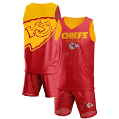 Kansas City Chiefs FOCO Colorblock Mesh V-Neck & Shorts Set - Red discount