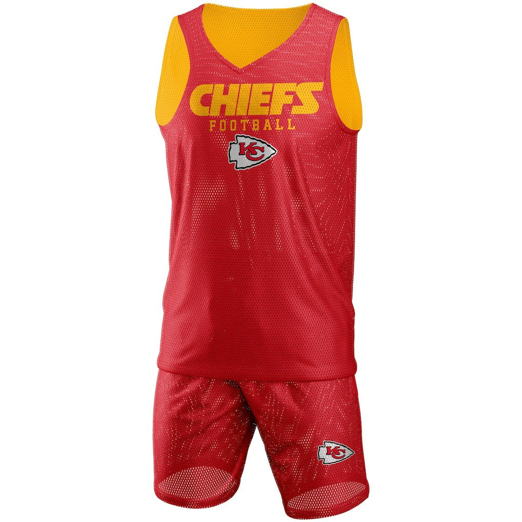 Kansas City Chiefs FOCO Colorblock Mesh V-Neck & Shorts Set - Red discount