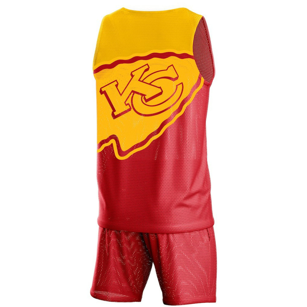 Kansas City Chiefs FOCO Colorblock Mesh V-Neck & Shorts Set - Red discount