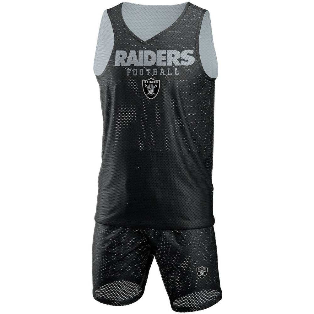 Las Vegas Raiders FOCO Colorblock Mesh V-Neck & Shorts Set - Black cheap