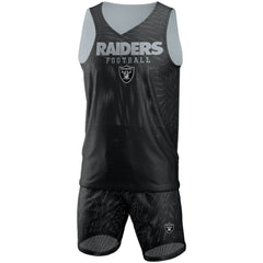 Las Vegas Raiders FOCO Colorblock Mesh V-Neck & Shorts Set - Black cheap