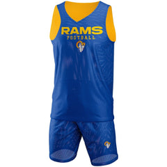 Los Angeles Rams FOCO Colorblock Mesh V-Neck & Shorts Set - Royal sale