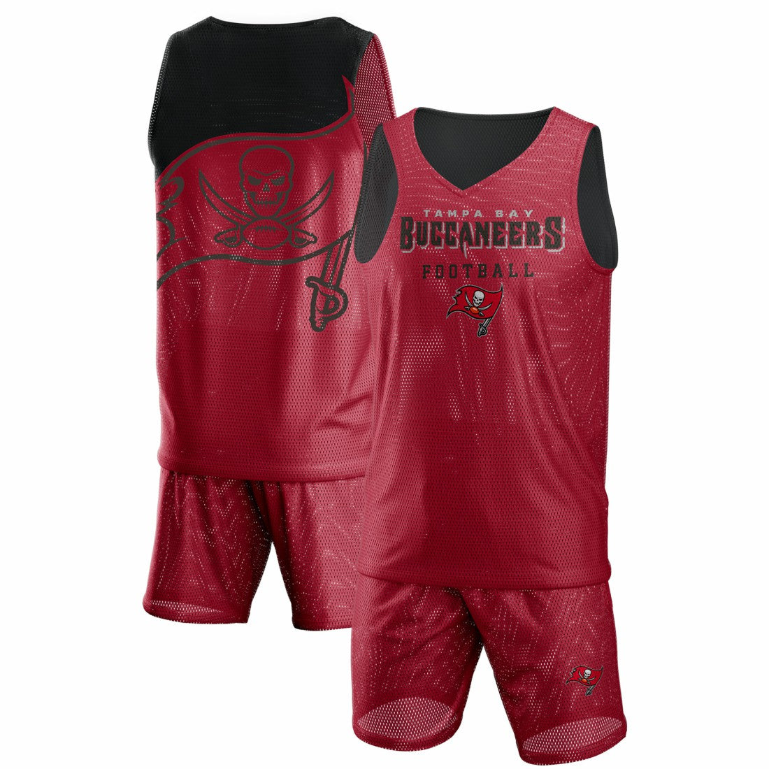 Tampa Bay Buccaneers FOCO Colorblock Mesh V-Neck & Shorts Set - Red online