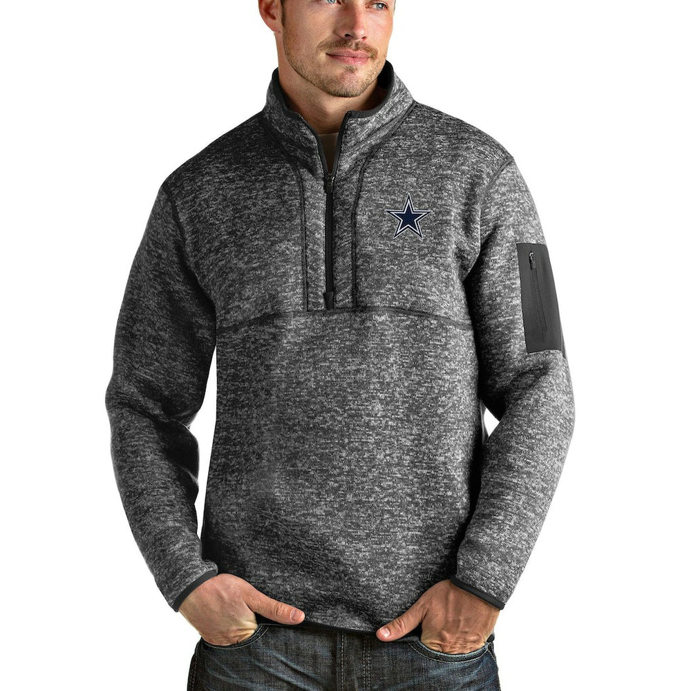Dallas Cowboys Antigua Fortune Quarter-Zip Pullover Jacket - Heathered Charcoal discount