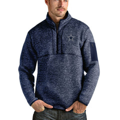 Dallas Cowboys Antigua Fortune Quarter-Zip Pullover Jacket - Heathered Navy cheap