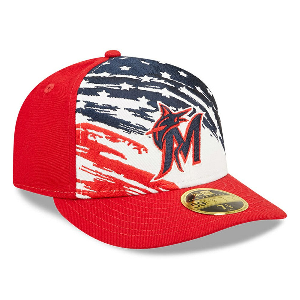 Miami Marlins 2022 4th of July Low Profile 59FIFTY Fitted Hat - Red | New Era