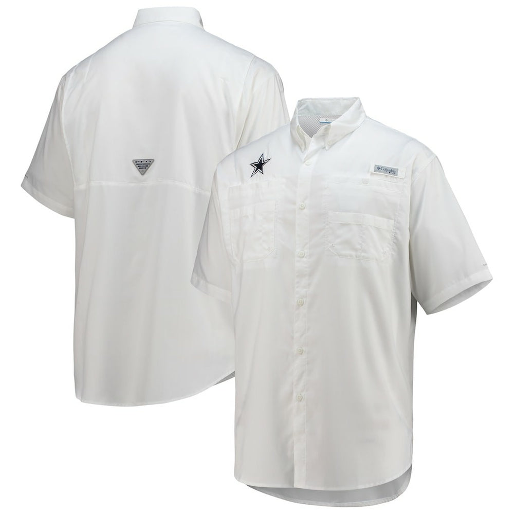Dallas Cowboys Tamiami Omni-Shade Button-Down Short Sleeve Shirt - White for sale