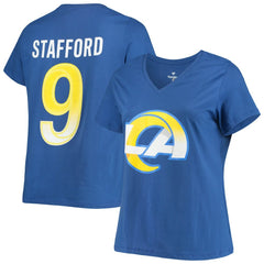 Matthew Stafford Los Angeles Rams Women's Plus Size Player Name & Number V-Neck T-Shirt - Royal on sale