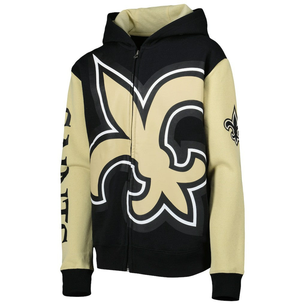 New Orleans Saints Youth Poster Board Full-Zip Hoodie - Black/Gold discount