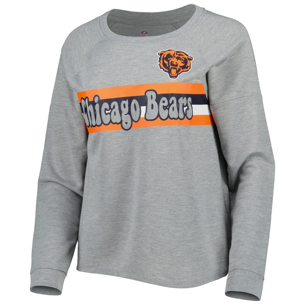 Chicago Bears Juniors All Striped Up Raglan Long Sleeve T-Shirt - Heathered Gray online