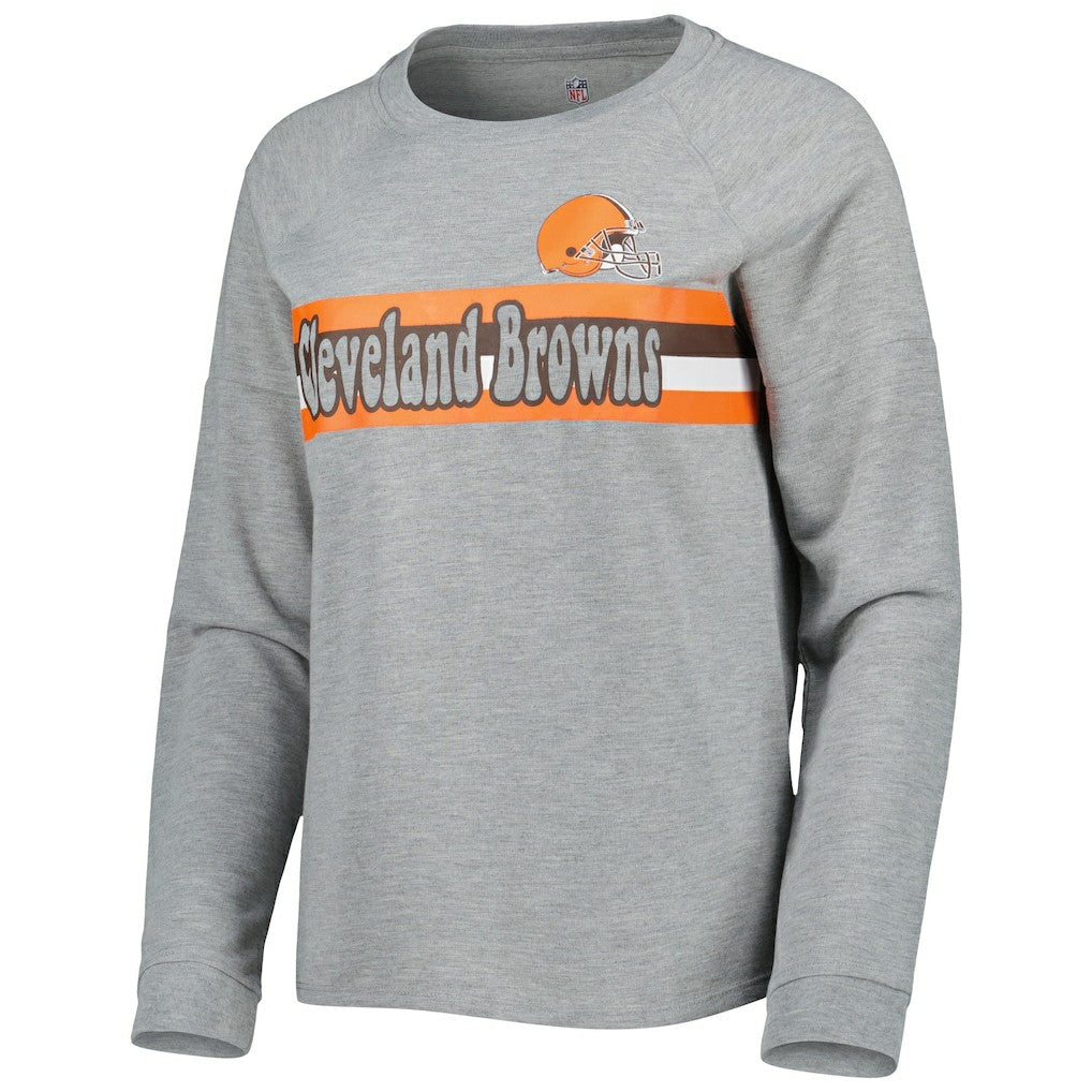 Cleveland Browns Juniors All Striped Up Raglan Long Sleeve T-Shirt - Heathered Gray outlet