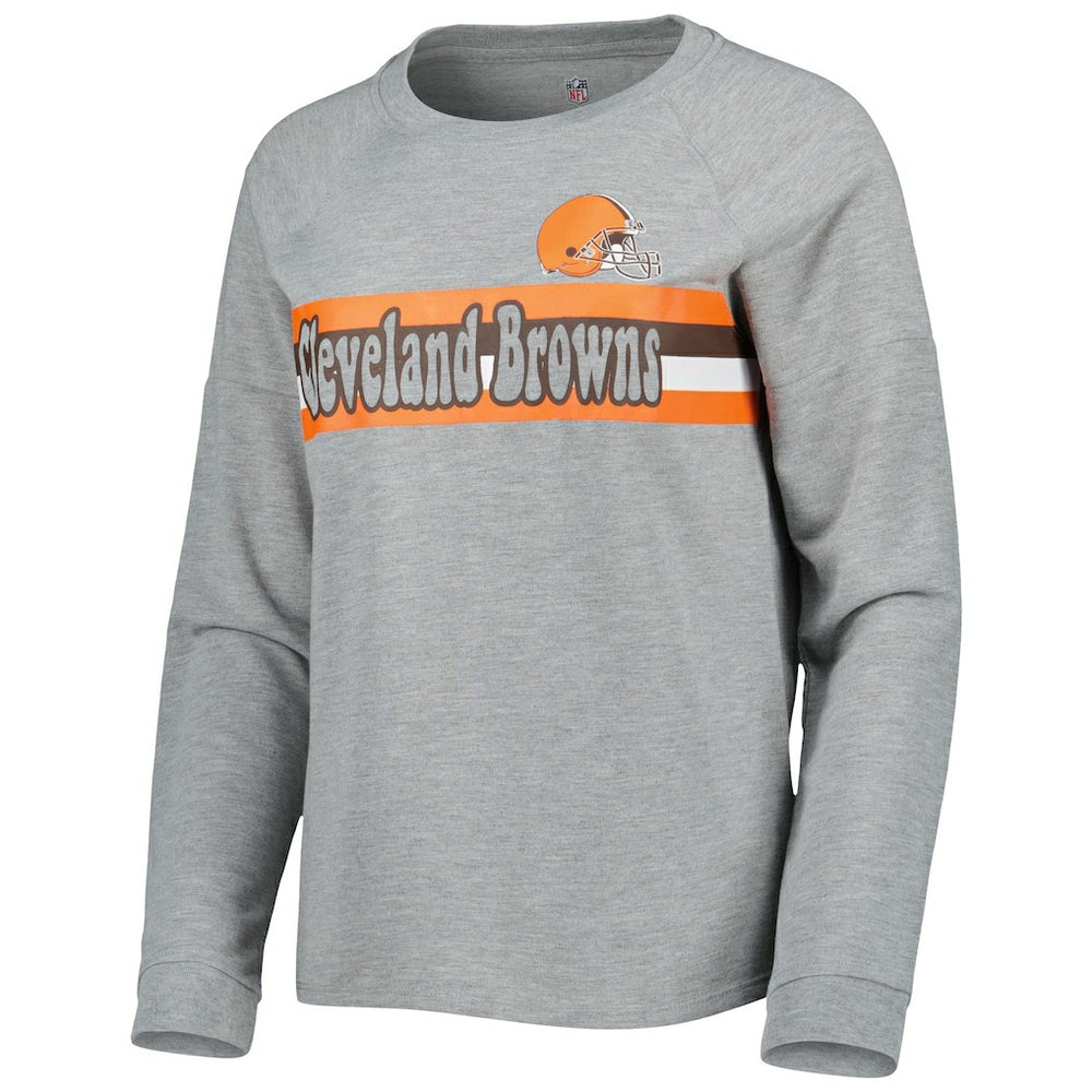 Cleveland Browns Juniors All Striped Up Raglan Long Sleeve T-Shirt - Heathered Gray outlet