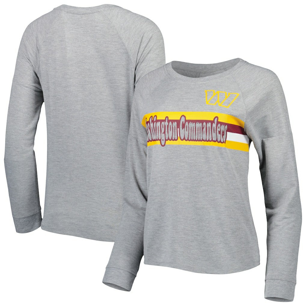 Washington Commanders Juniors All Striped Up Raglan Long Sleeve T-Shirt - Heathered Gray online