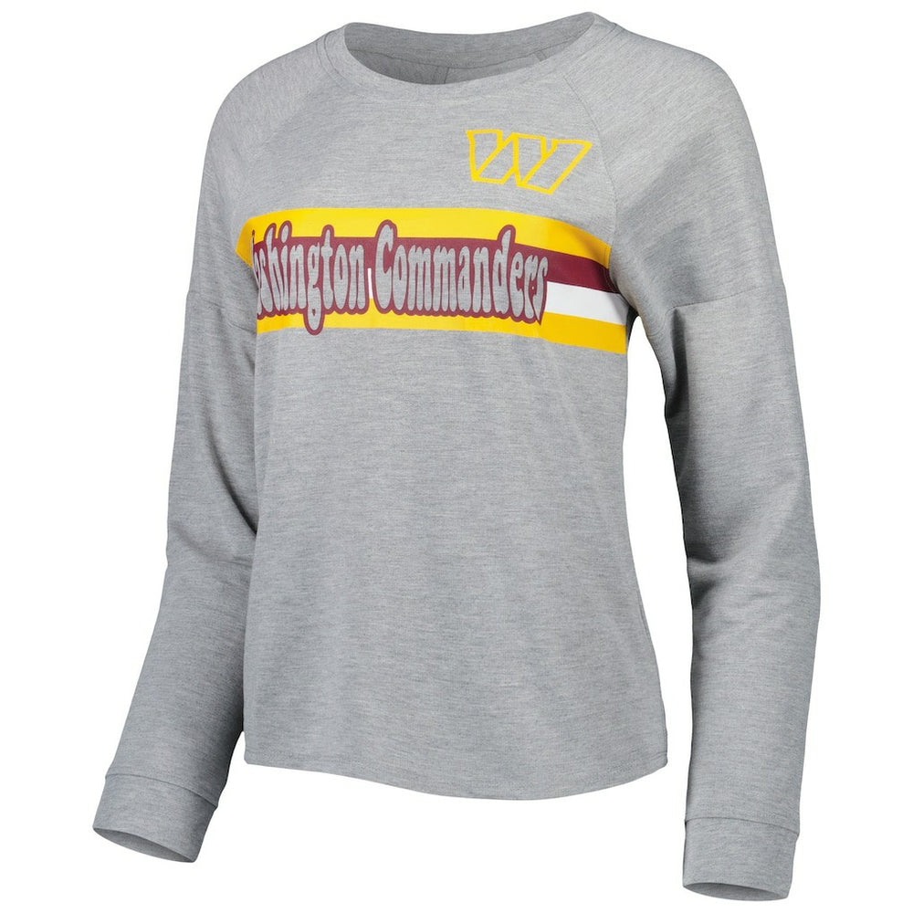 Washington Commanders Juniors All Striped Up Raglan Long Sleeve T-Shirt - Heathered Gray online