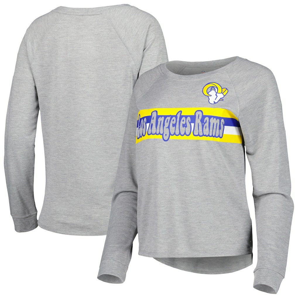Los Angeles Rams Juniors All Striped Up Raglan Long Sleeve T-Shirt - Heathered Gray online