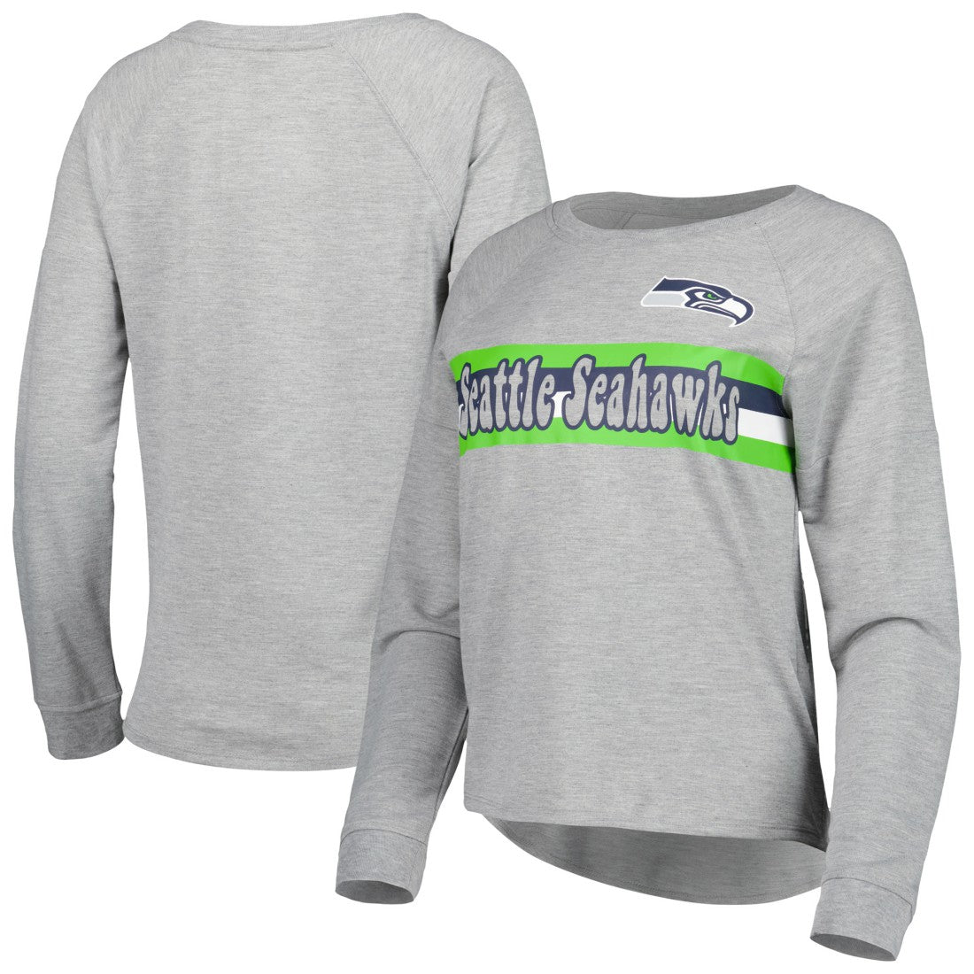 Seattle Seahawks Juniors All Striped Up Raglan Long Sleeve T-Shirt - Heathered Gray discount
