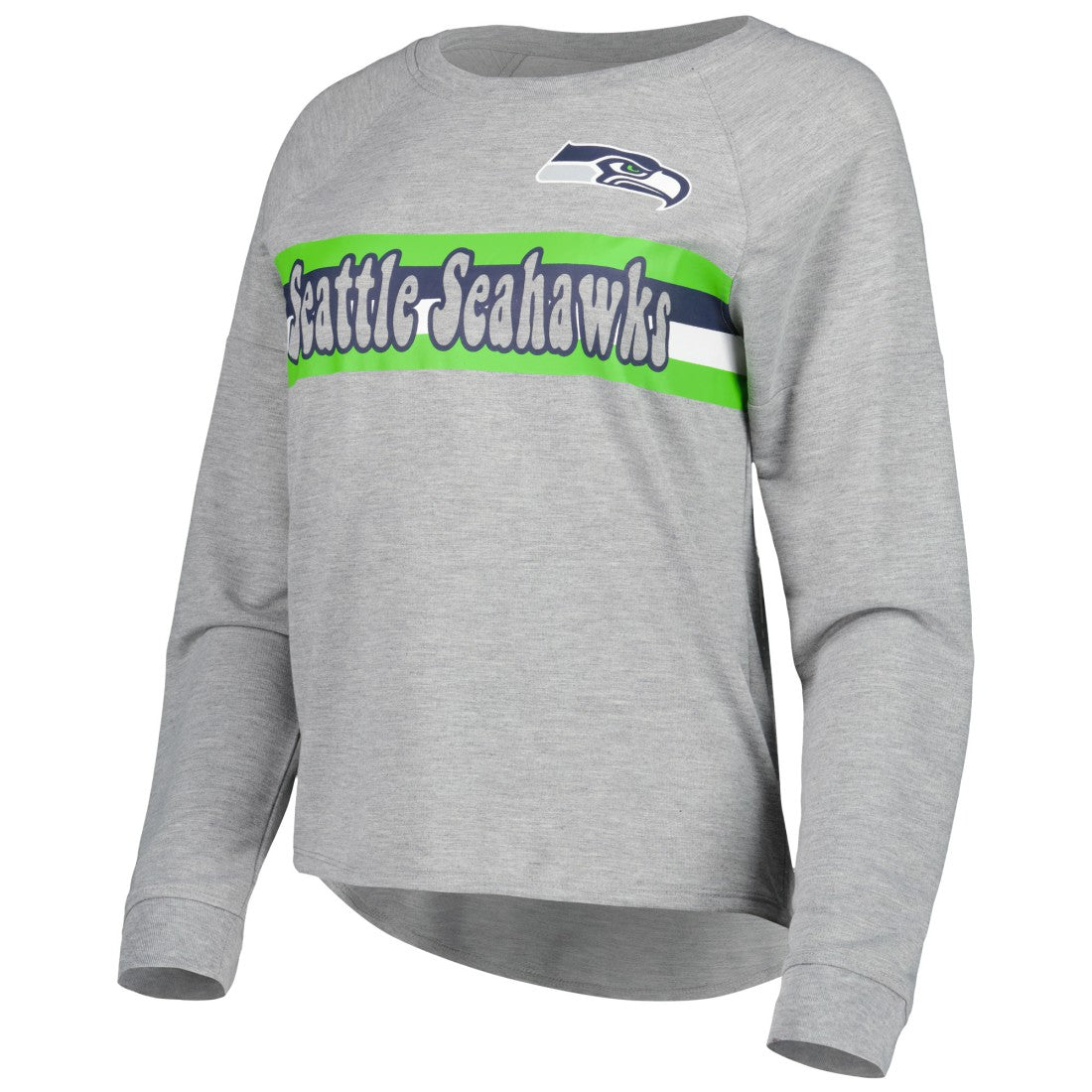 Seattle Seahawks Juniors All Striped Up Raglan Long Sleeve T-Shirt - Heathered Gray discount