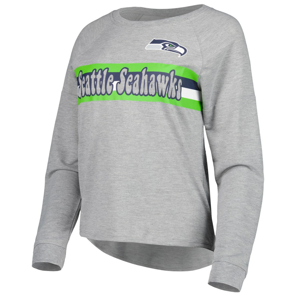 Seattle Seahawks Juniors All Striped Up Raglan Long Sleeve T-Shirt - Heathered Gray discount
